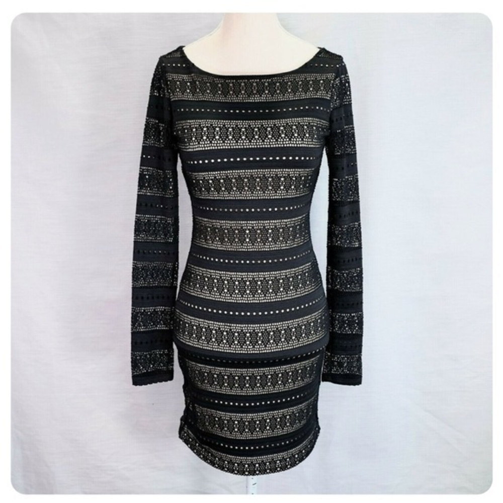 Arden B‎ Black Open Knit Stretch Dress Size xs